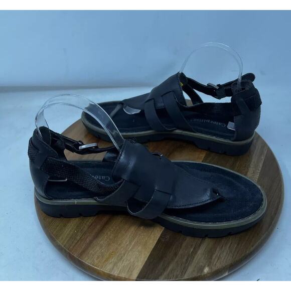 Cat Caterpillar Sandal Womens Leather Shanna Ankel Strap Thong‎ Black Size 10 - Picture 6 of 11